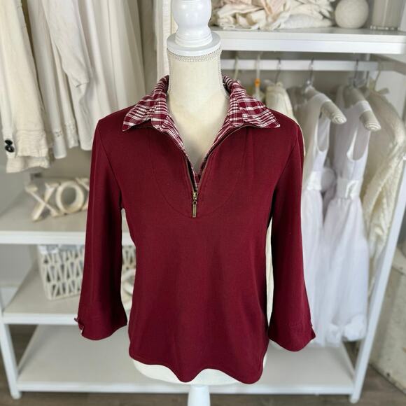 Baxter & Wells Women's Sz Petite M Red Layered Half Zip Pullover Sweater #3561 - Picture 1 of 8